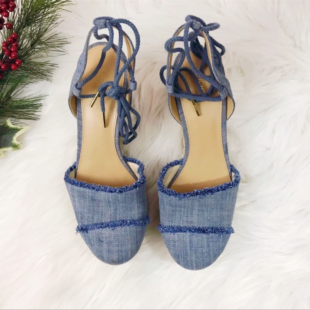 Michael Kors Tibby Lace-Up Denim Wedge✨Brand New! - Picture 3 of 5